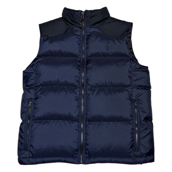 POLO RALPH LAUREN Down Fill Blue Winter Puffer Parka Vest Womens Small - Picture 1 of 5